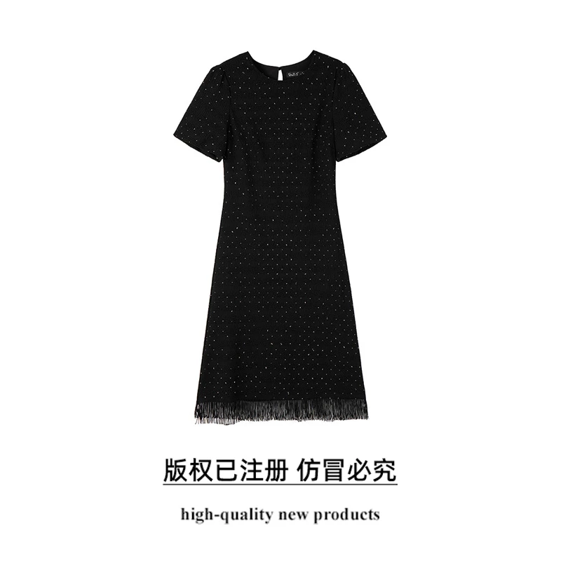 【南法故事】2024夏季新款大码女装钻饰时尚裙子流苏连衣裙编码A01