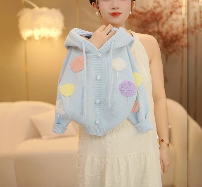 女童连帽毛衣秋冬新款网红洋气外套宽松韩版