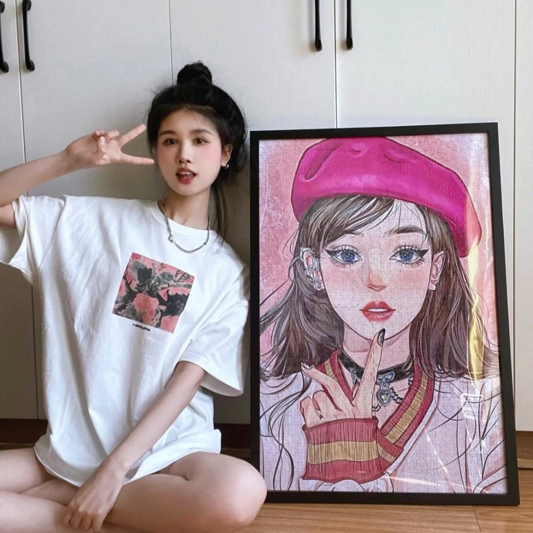 七夕情人节diy拼图照片定制 手工制作520送女友情侣闺蜜礼物爱心