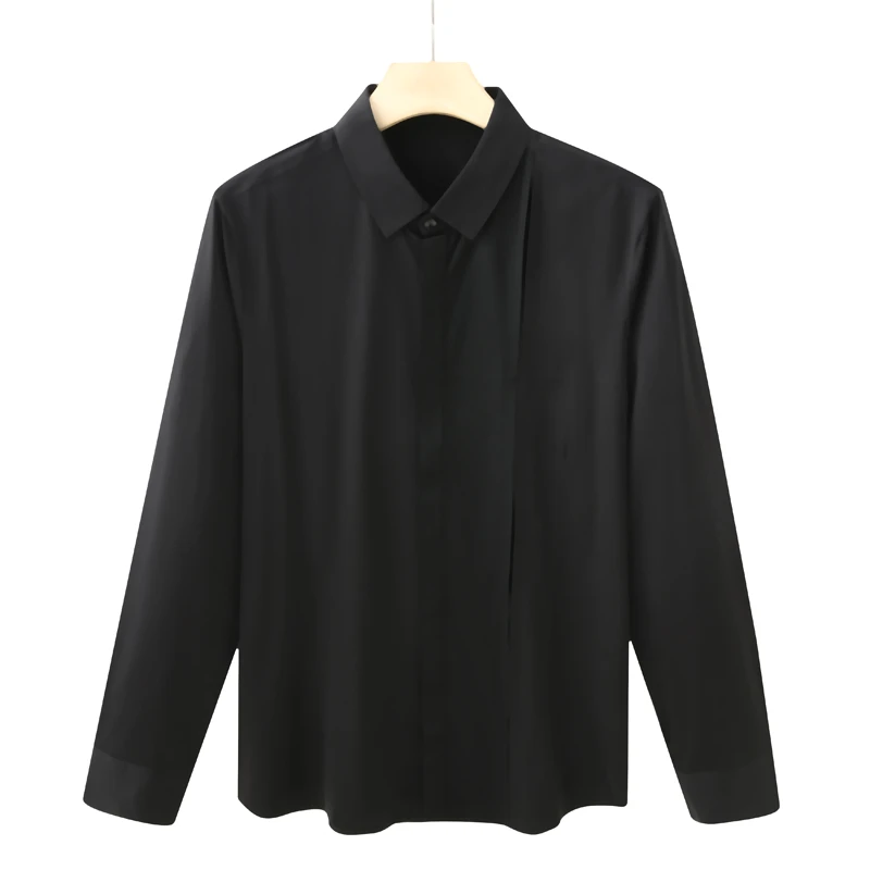 CA889 机场货 卡春秋男式长袖针织衬衫 棉开衫休闲商务上衣弹力黑