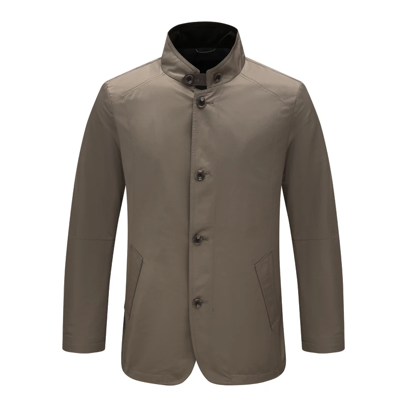 SF190圣春秋厚度男式夹克 拉链立领舒适休闲外套 卡其