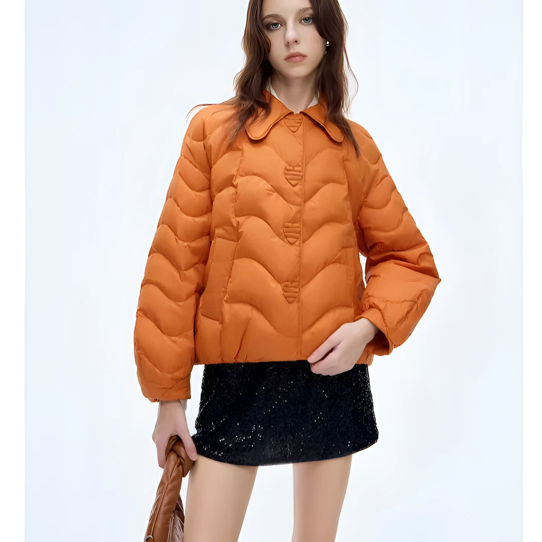 8522B款短款90时尚休闲百搭女士轻薄保暖秋冬立领冬季休闲羽绒服