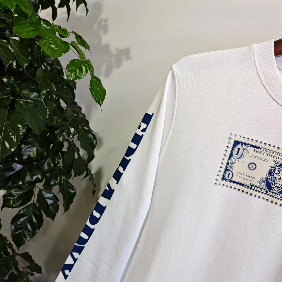 EX L-14潮牌秋季情侣款虎头印花烫钻休闲圆领套头卫衣 05219