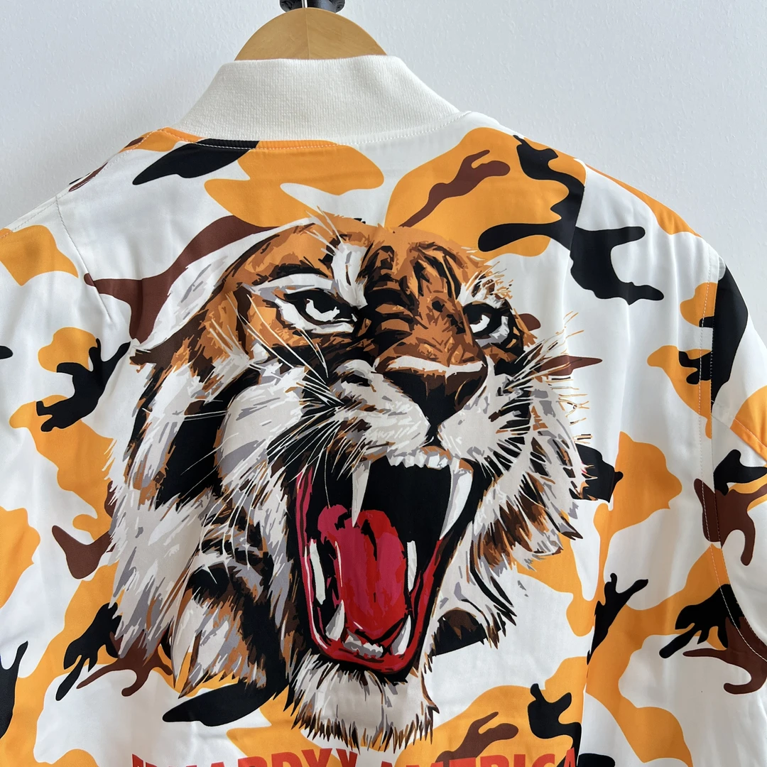 （6.11）EX L-30潮牌女款虎头印花棒球棉衣外套 13311