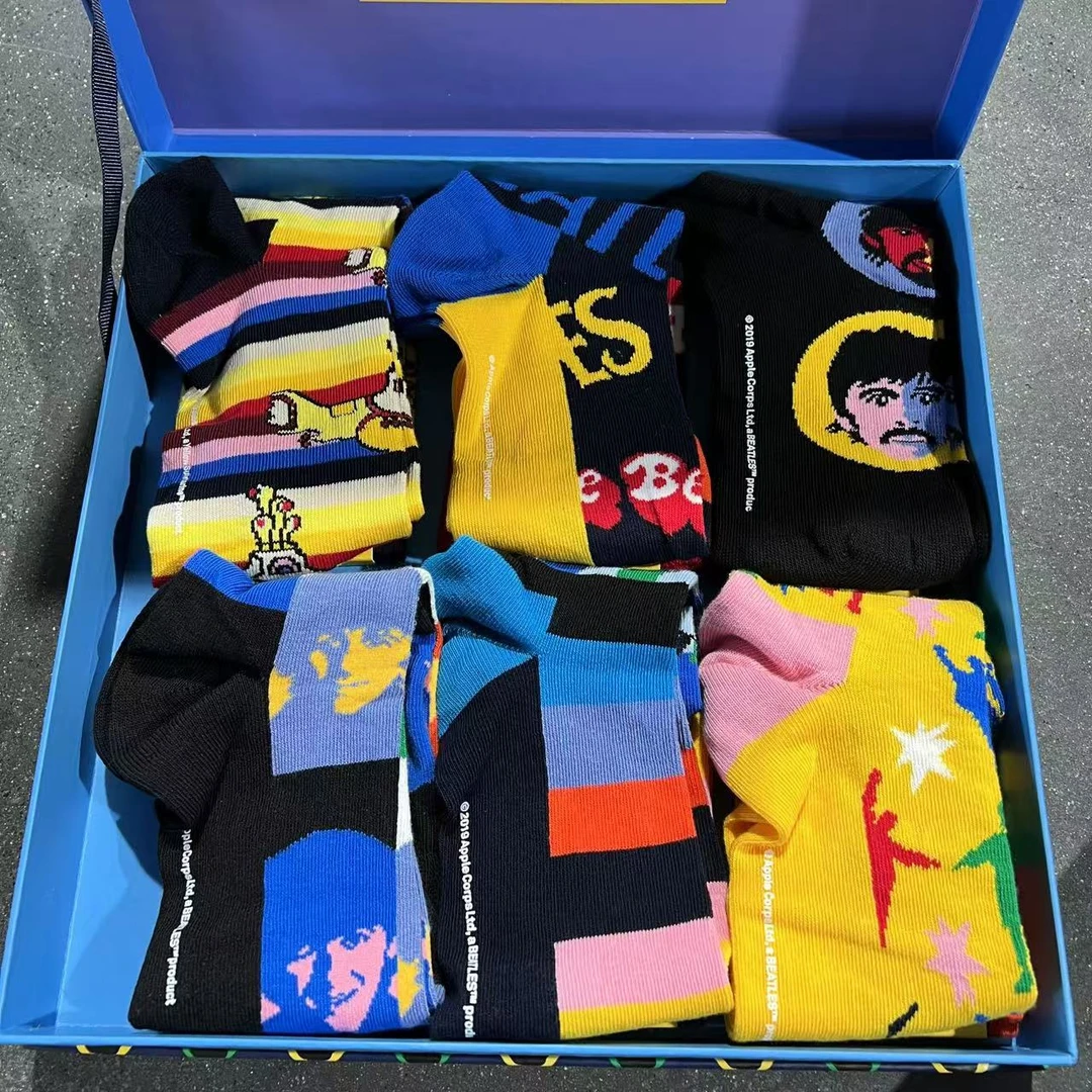 女款秋季多巴胺配色六双一盒装中筒袜   0100