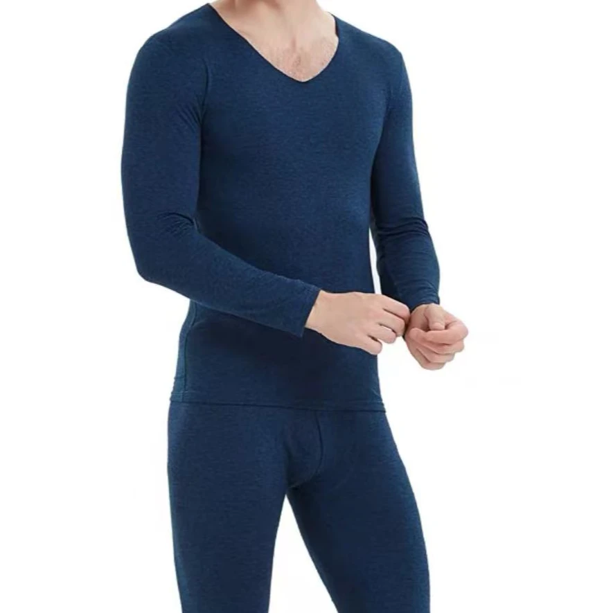 男士保暖套装亲肤加绒秋衣秋裤无痕内衣套装#6088【裤腰头串色】