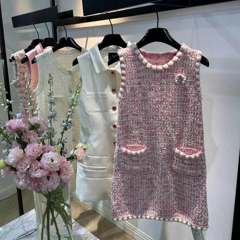 【大大钱2】dizzi小香风针织软糯背心减龄显瘦连衣裙花朵