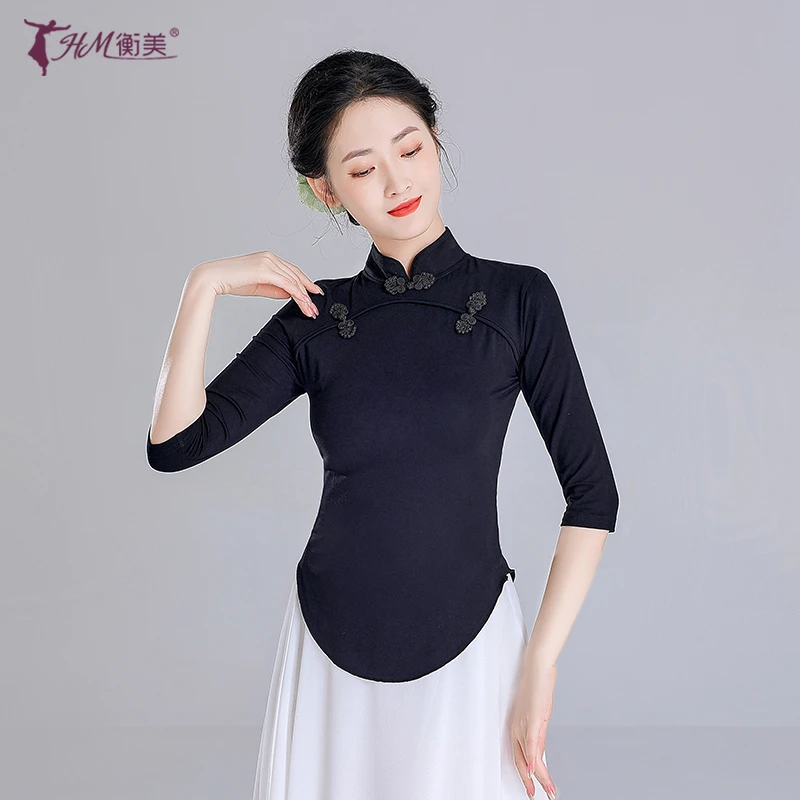 古典舞练功服中国风旗袍式上衣女形体训练民族现代舞服装表演出服