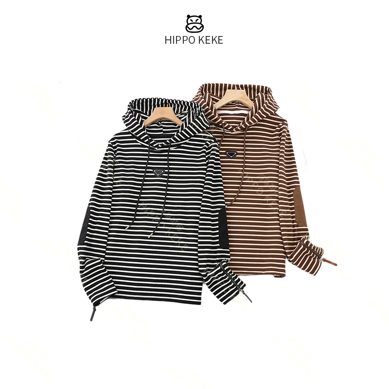 店铺回头量过千！2023年秋季新款时尚休闲条纹连帽百搭卫衣HAD029X