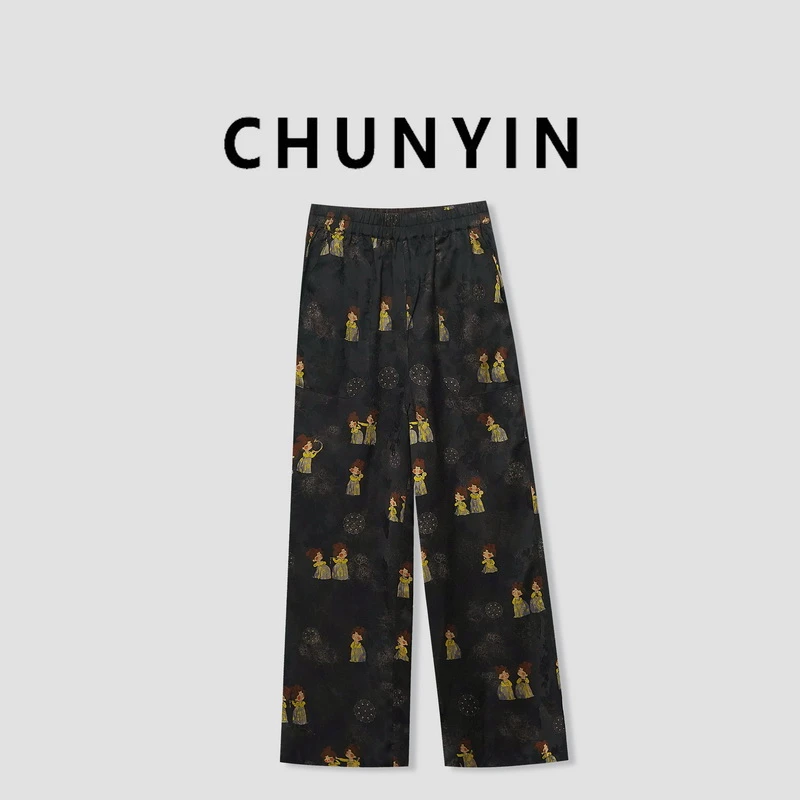 李心儿【大唐仕女长裤双面穿】新中式设计师国风复古长裤24639