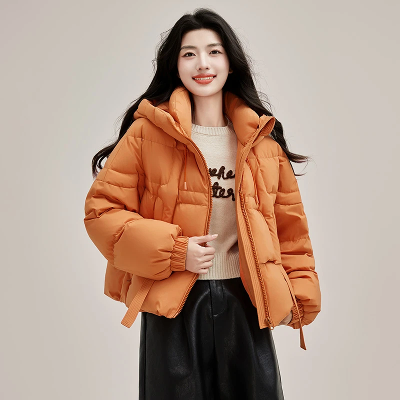YAYA/鸭鸭鸭绒短款羽绒服时尚休闲女士连帽宽松加厚冬季保暖