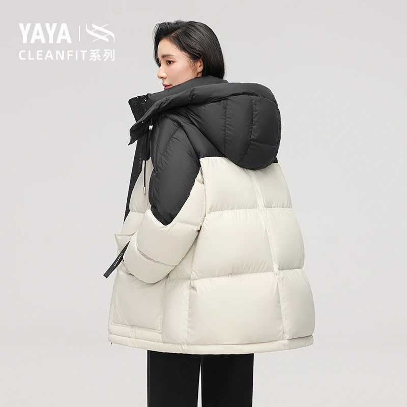 【clean fit系列】鸭鸭羽绒服女中长款冬季时尚拼色外套YE4B607791E