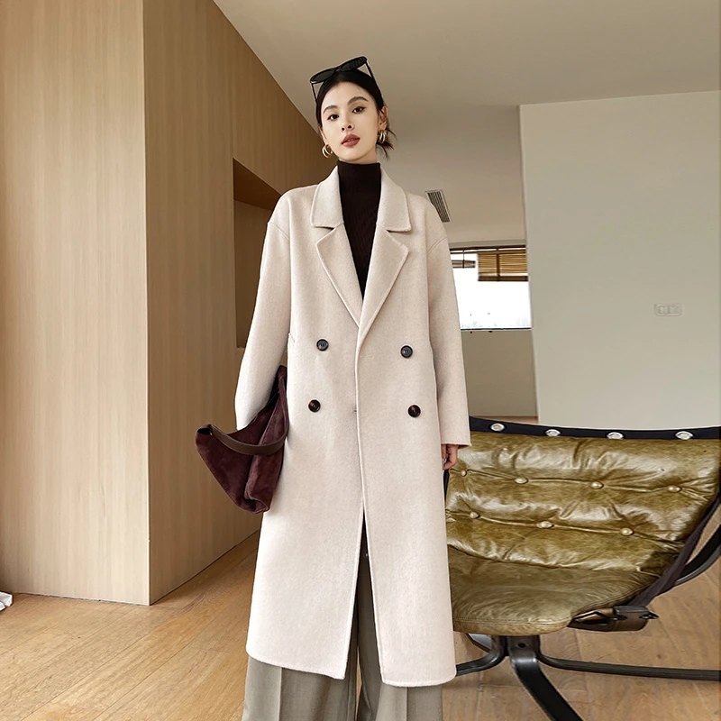 大衣冬季韩系长款手工高级感高品质气质好看羊毛外套韩版女款