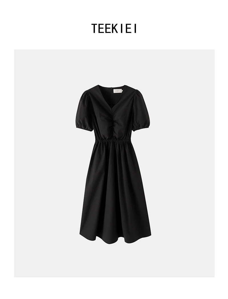 新款V领白色法式高级感女装连衣裙高腰显瘦夏季气质长裙子