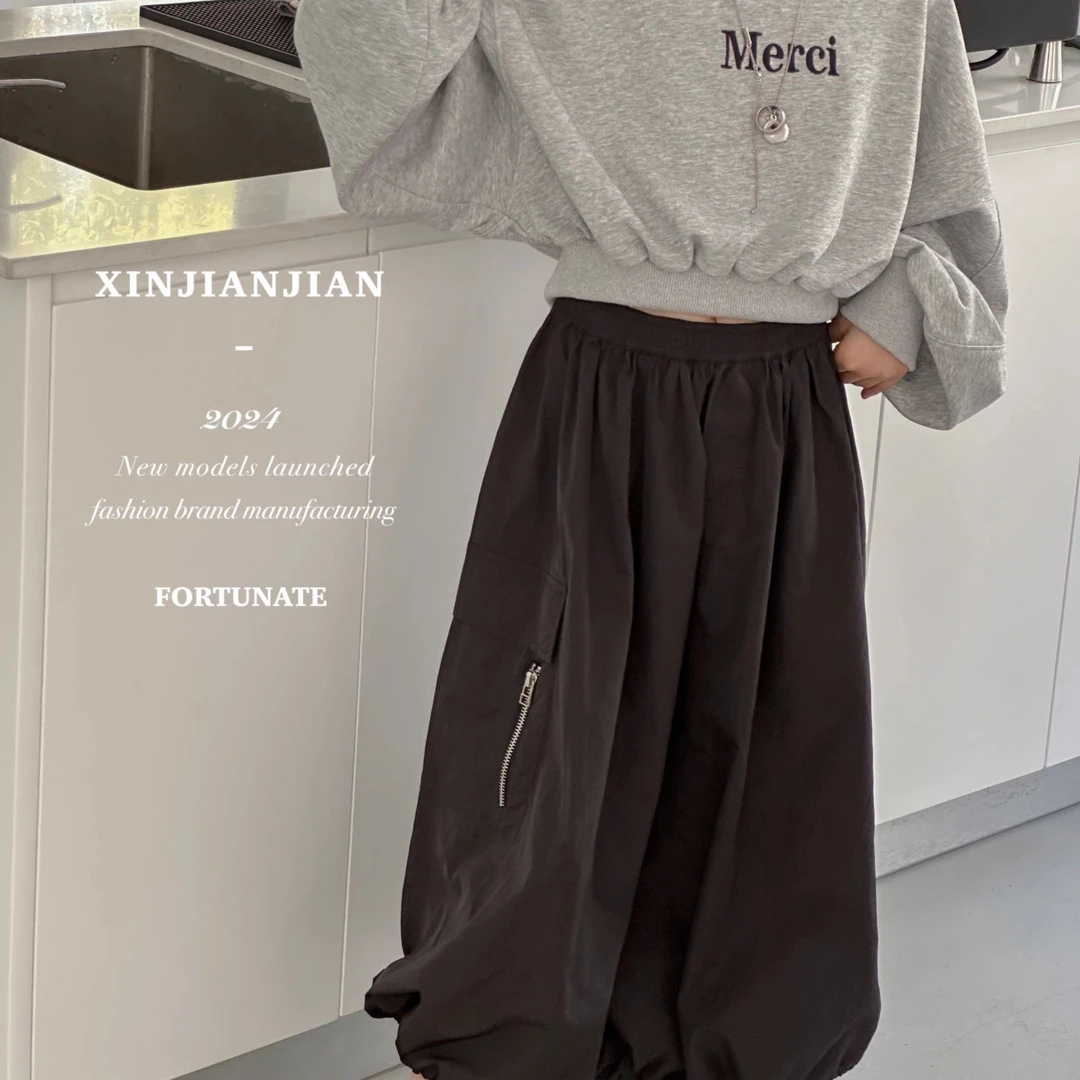 韩国童装女童短裙半身裙2024春款洋气工装裙花苞裙潮