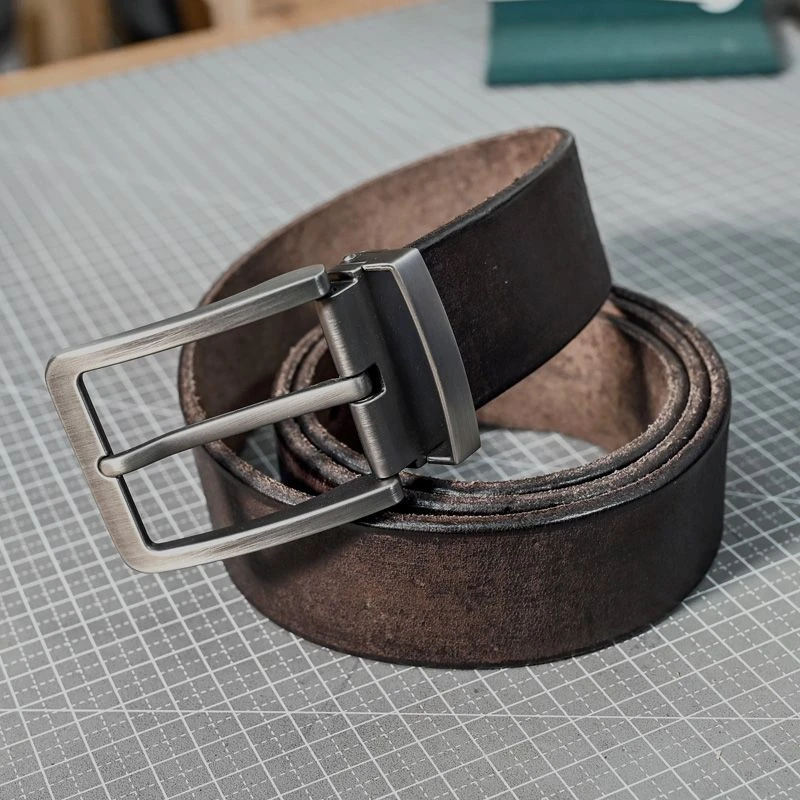 针扣复古皮带男士真皮夹扣腰带头层纯牛皮休闲男士商务裤带百搭款