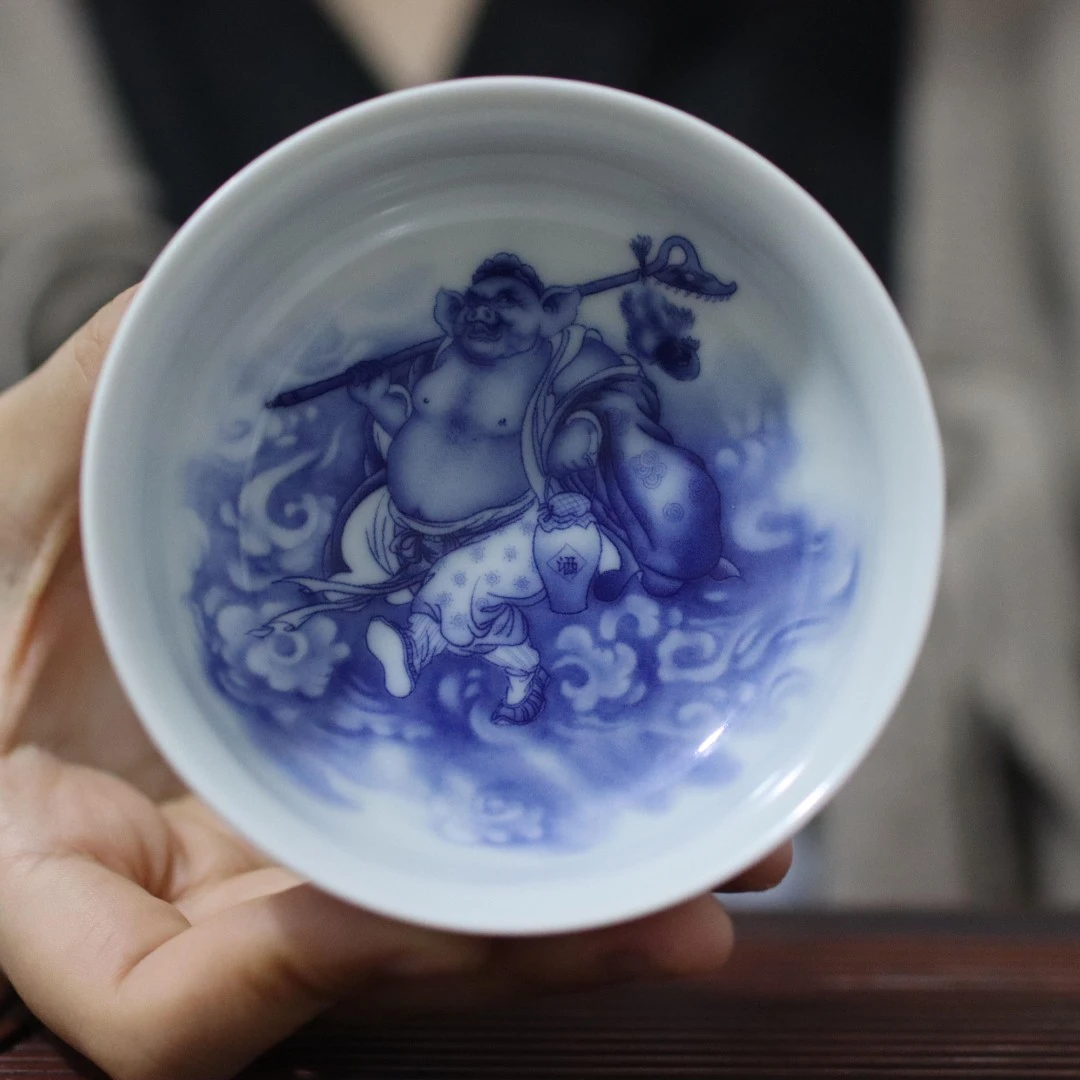 A3006 国潮青花天蓬元帅杯 国潮 普洱杯 主人杯 茶杯 功夫茶杯
