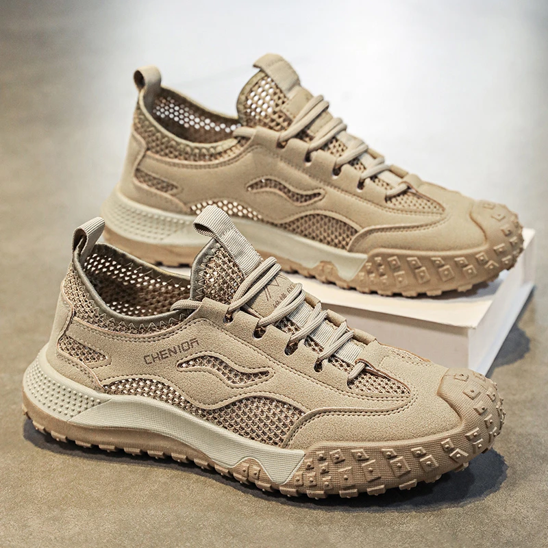 男鞋夏季透气防臭网面运动休闲鞋镂空薄款轻便软底上班工作劳保鞋