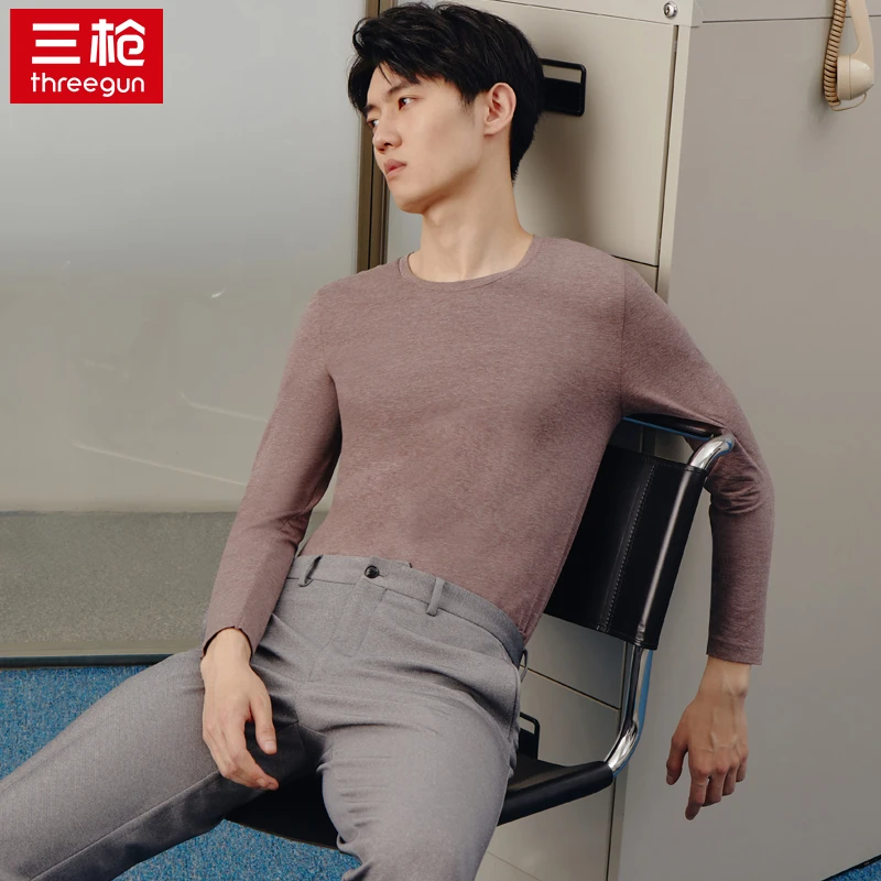 三枪【密棉上衣】男女内搭打底衫圆领修身高弹长袖保暖衣秋衣秋冬
