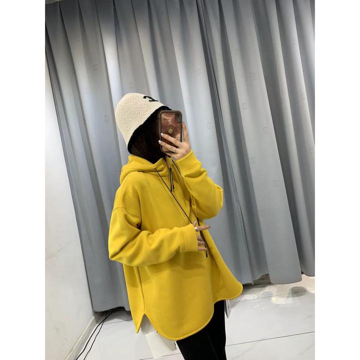 可米 秋冬休闲百搭长袖纯色拉链连帽卫衣 1055（加绒 衣长66左右）