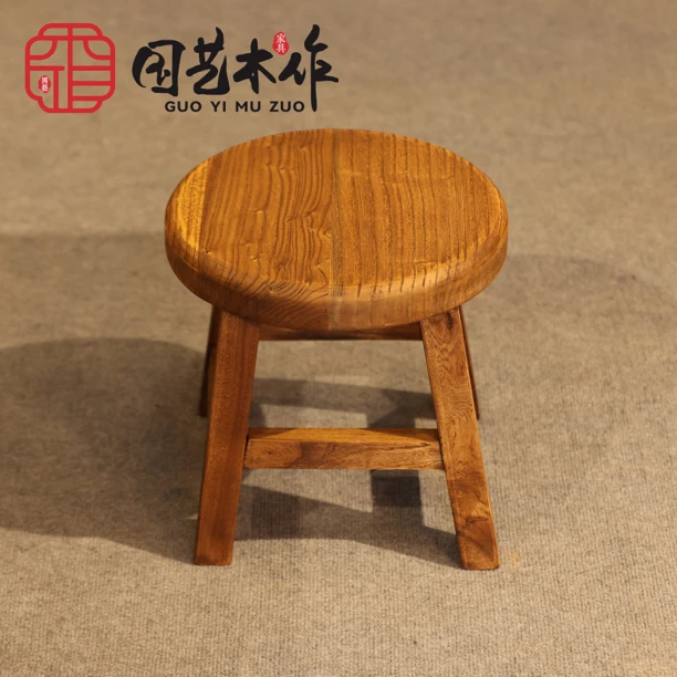 老榆木木墩墩小圆凳30*30*30，老榆木纯榫卯