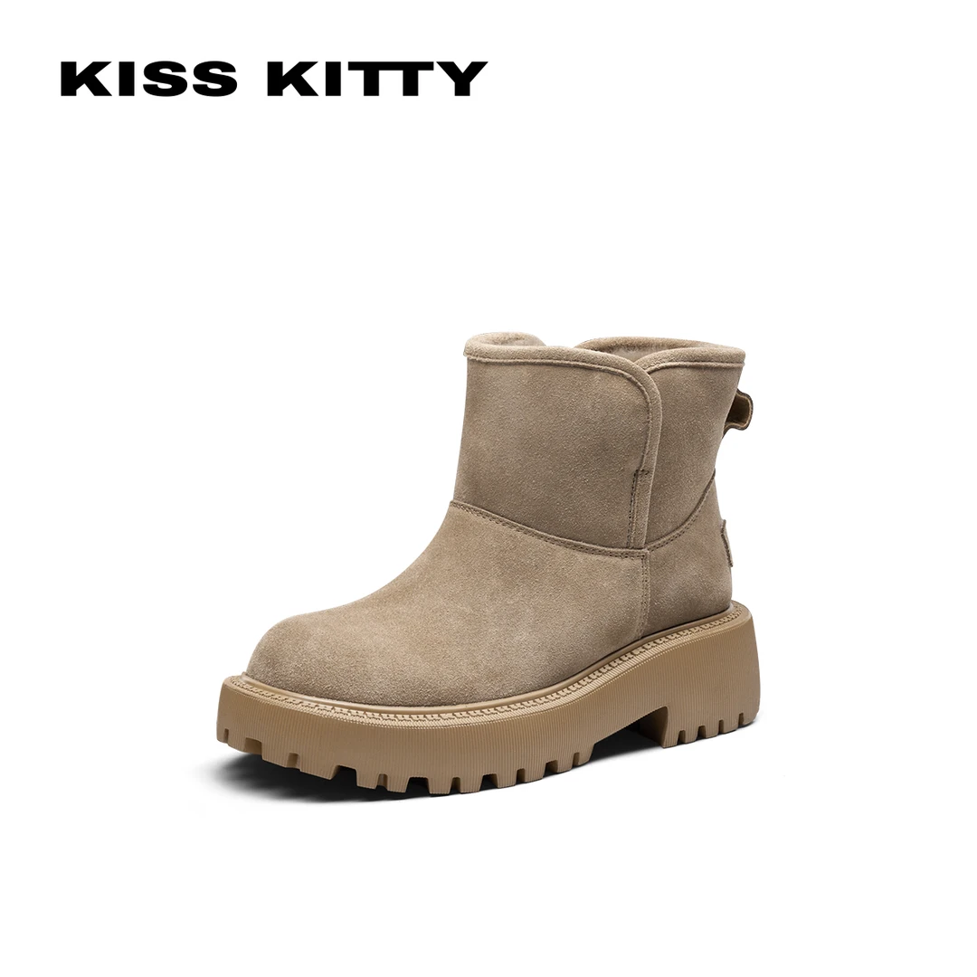 【达人专属】KISSKITTY加绒户外靴防滑保暖雪地靴SA21858-62-Q