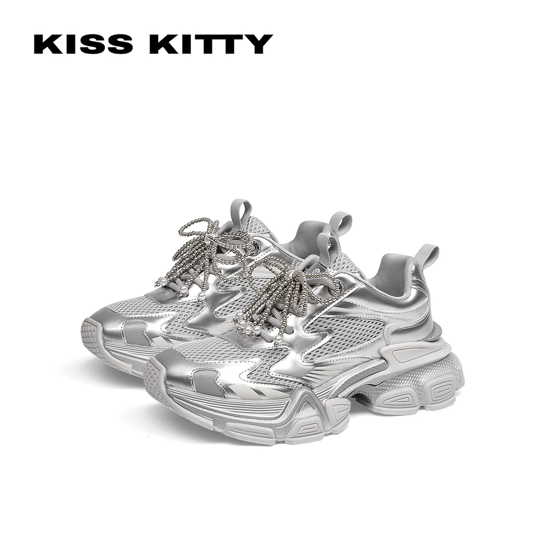 KISSKITTY时尚网面拼接马卡龙老爹鞋SA65110-61-YT