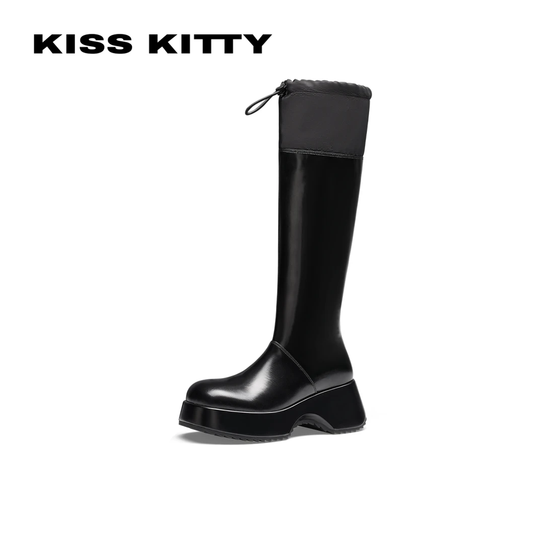 KISSKITTY圆头粗跟休闲高筒时装靴SA43501-40