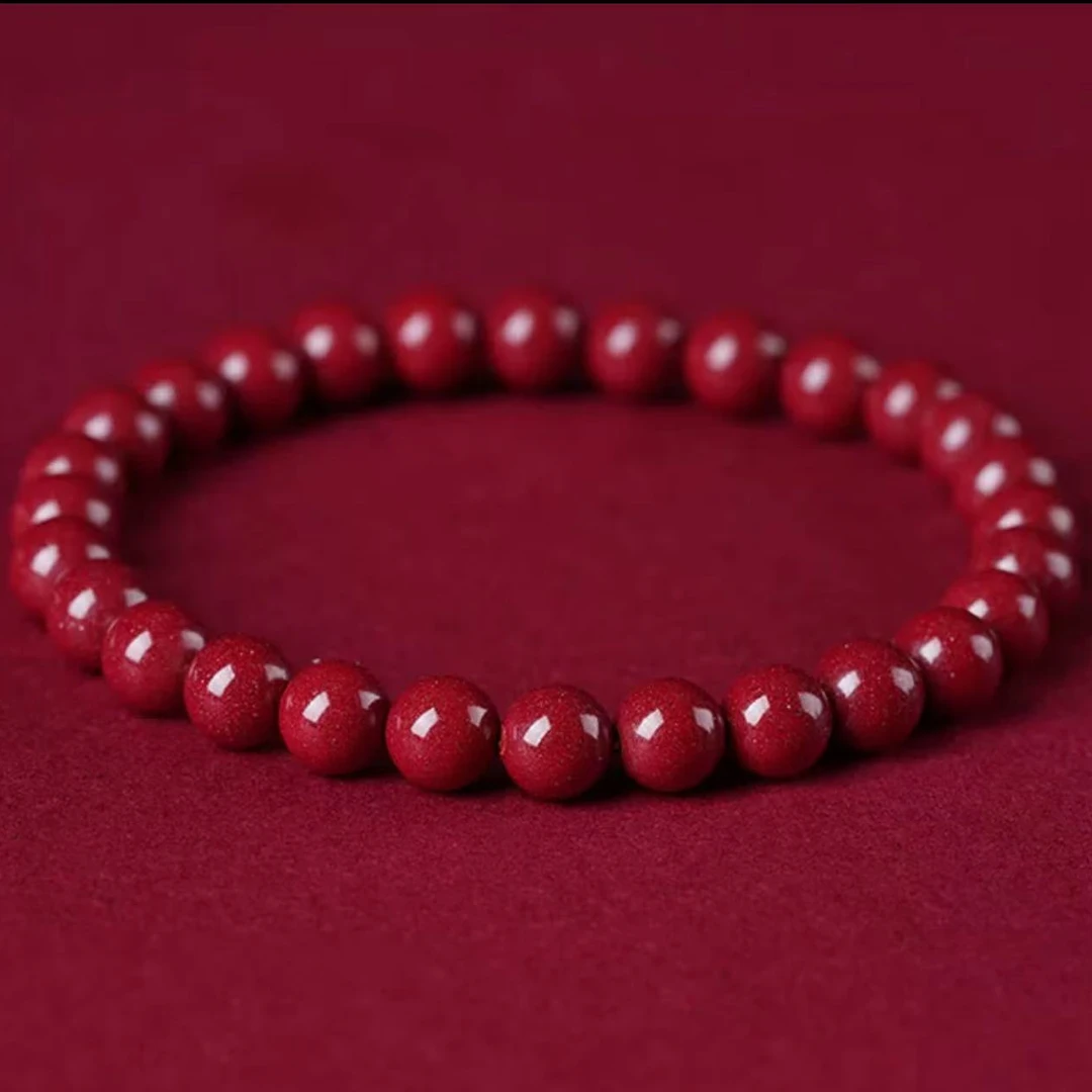 含辰砂工艺品朱砂6mm素圈手串朱砂手串男女款