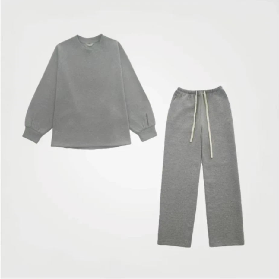 E15004极简散口蝙蝠袖卫衣套装