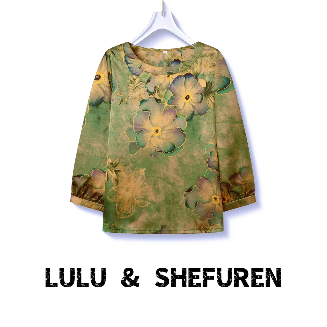 【精品妈妈】2025新款荷塘月色九分袖女装上衣