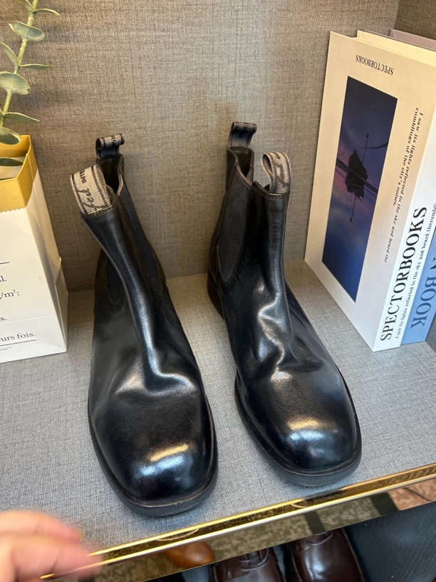 GUIDI&GD 2024秋冬切尔西水洗重马皮复古做旧工艺舒适百搭小短靴