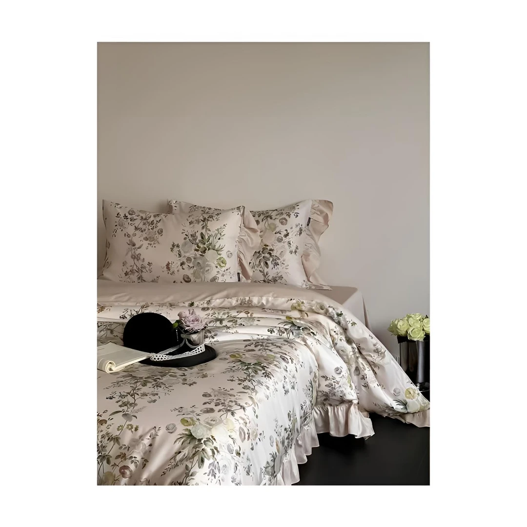 A类欧式荷叶边天丝棉凉感四件套—巴黎晨露LX 轻奢丝滑