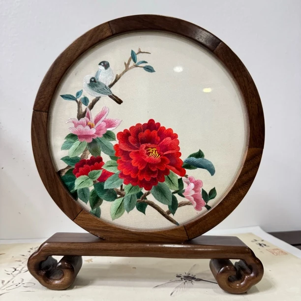 纯手工双面刺绣小云脚装饰工艺品