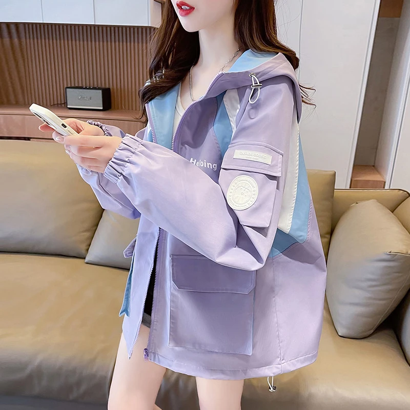 连帽工装风衣外套女春秋2025新款宽松休闲高级感超好看冲锋衣夹克