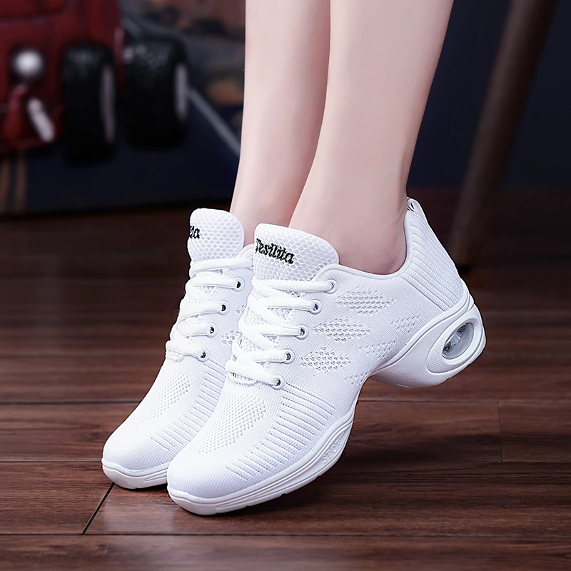 7特丝丽她秋季新款飞织网面舞蹈鞋缓震减压气垫软底广场舞跳舞鞋