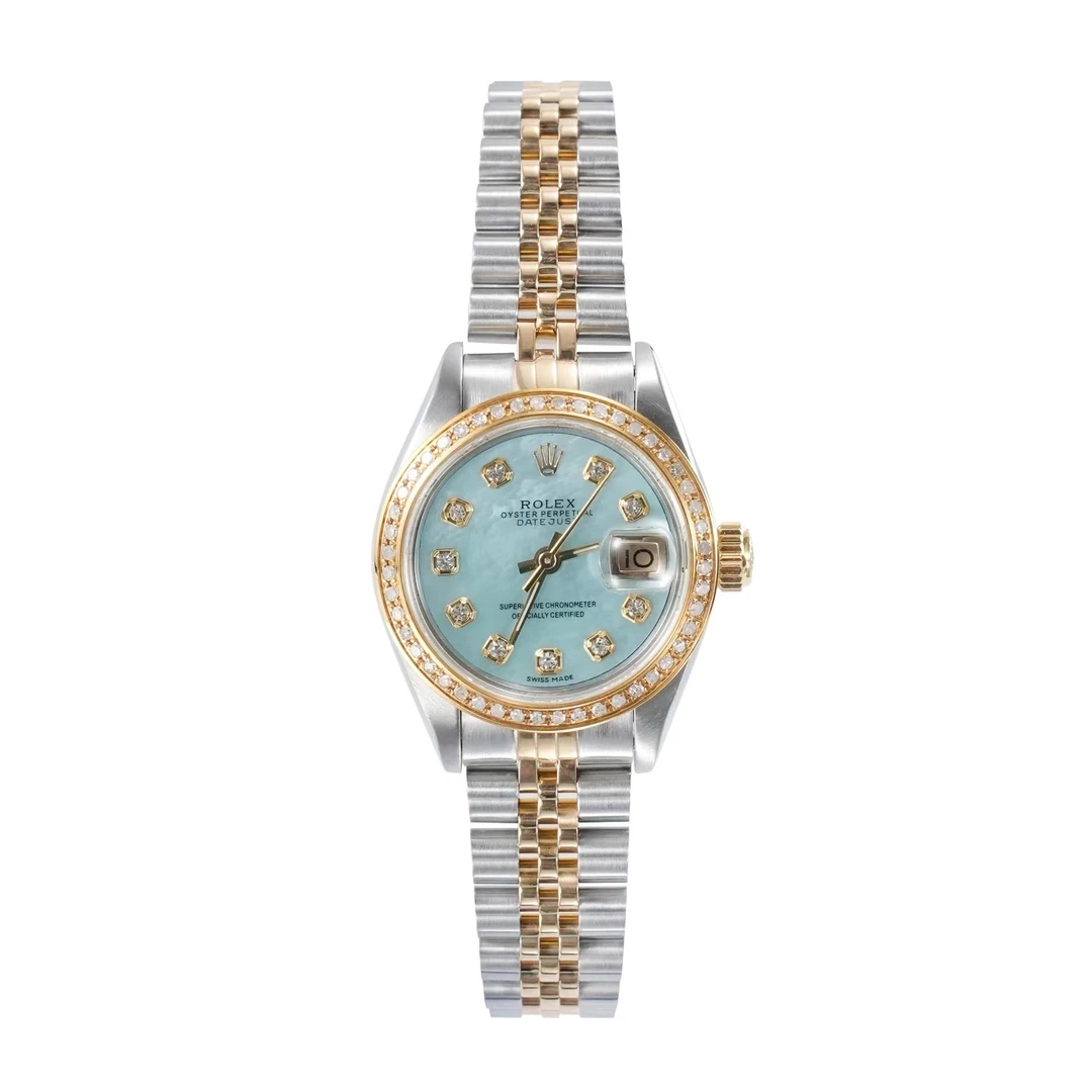 99新 Rolex/劳力士 日志69173/26mm/间金后镶钻/蓝贝母盘
