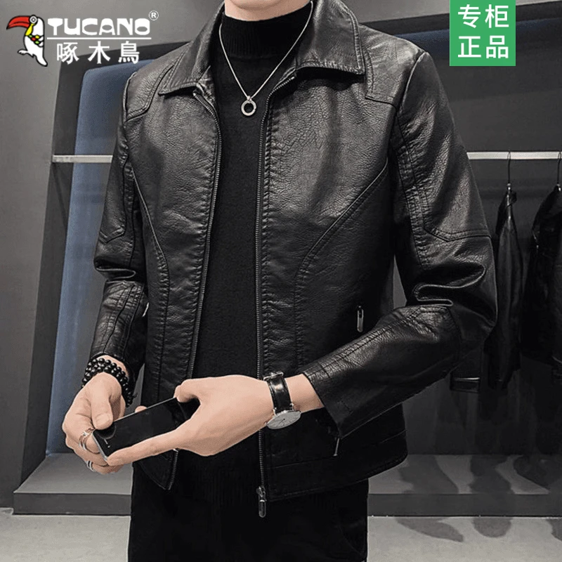 TUCANO/啄木鳥春秋款夹克外套男士帅气百搭修身机车服皮衣上衣男