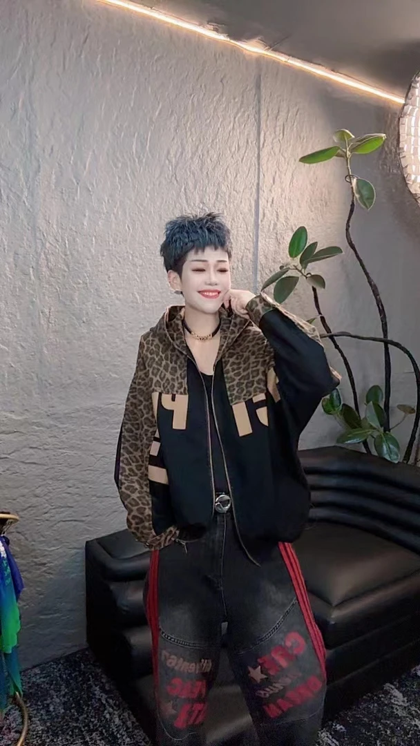 YY欧货潮牌春秋款豹纹外套25875