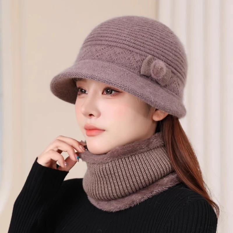 中老年人帽子女士护耳奶奶老人老太太妈妈冬季加绒保暖毛线针织帽