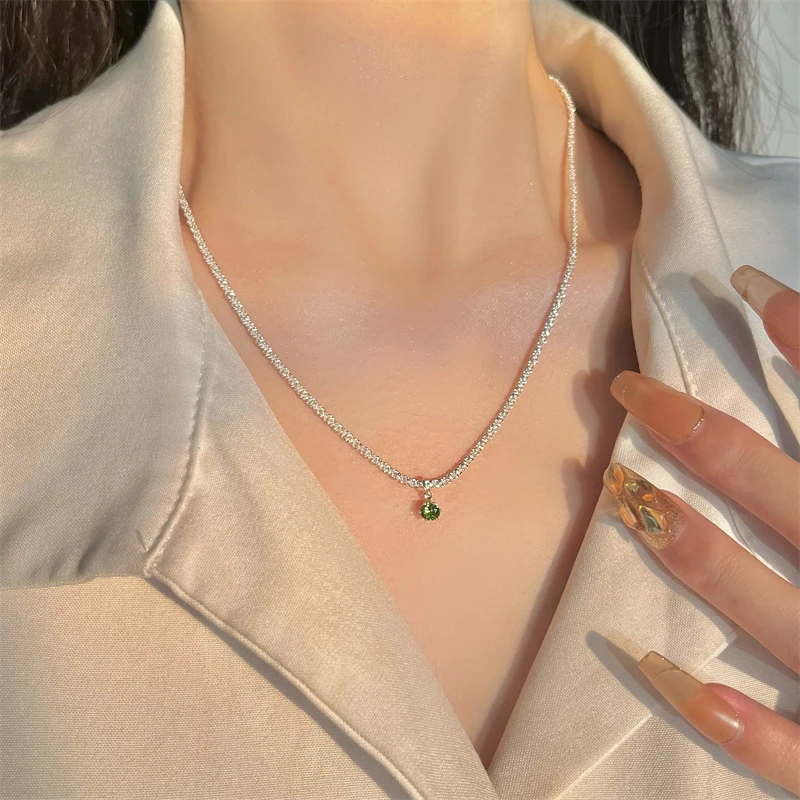 铜合金项链 梅姐饰品2253 设计感波光粼粼项链女气质满天星锁骨链