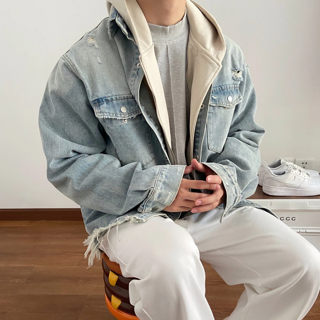 【GGG】 dirty fit 秋季手工破坏宽松阔版13OZ休闲男士牛仔夹克外套