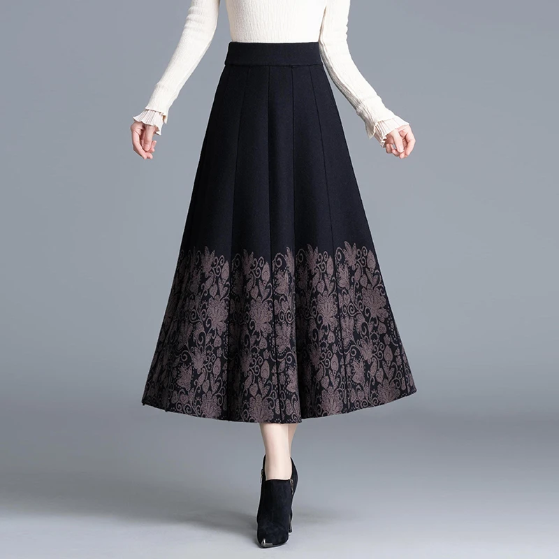 2024秋冬新款新中式半身裙子高腰显瘦针织马面裙女松紧腰国潮裙子