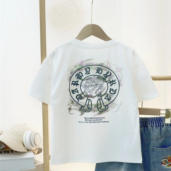 【清仓福利】儿童牛仔休闲夏季时尚男童印花韩版大童潮流夏款儿童