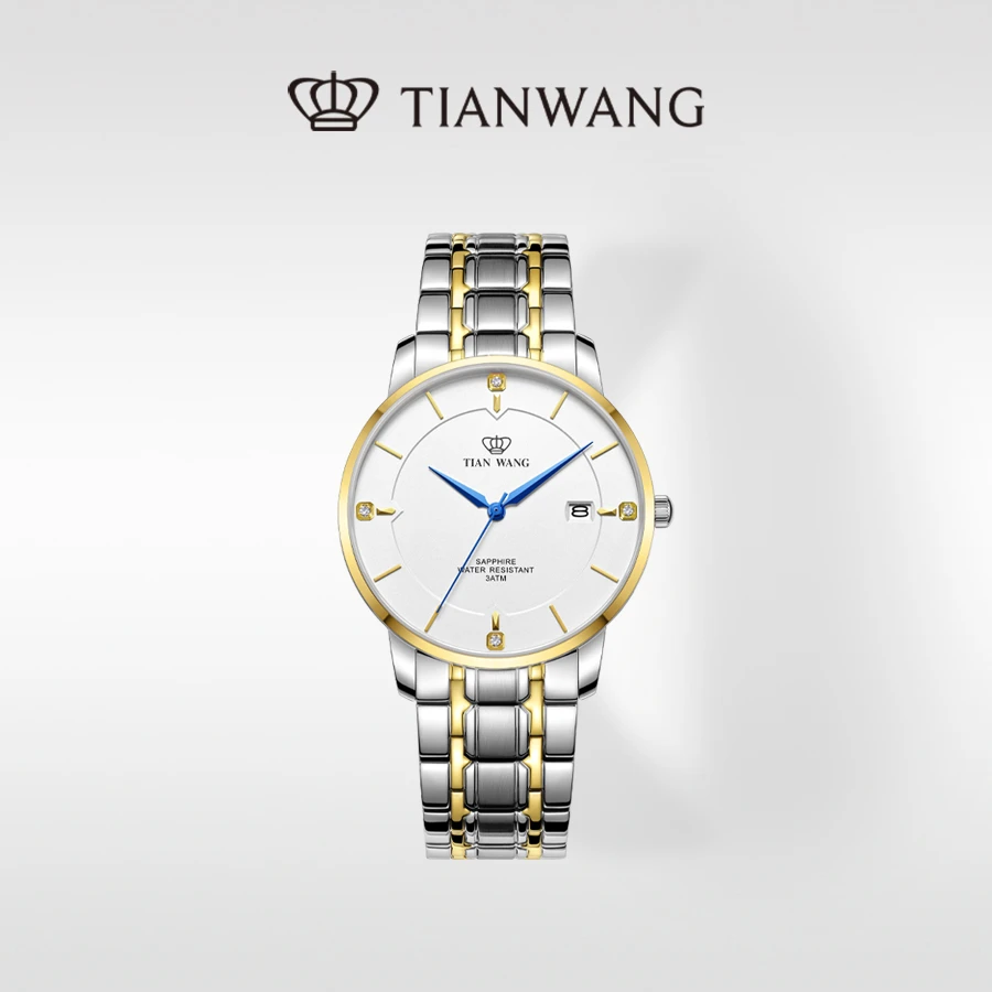 天王表雅仕系列男士手表商场同款经典百搭国表石英白盘钢带-3947