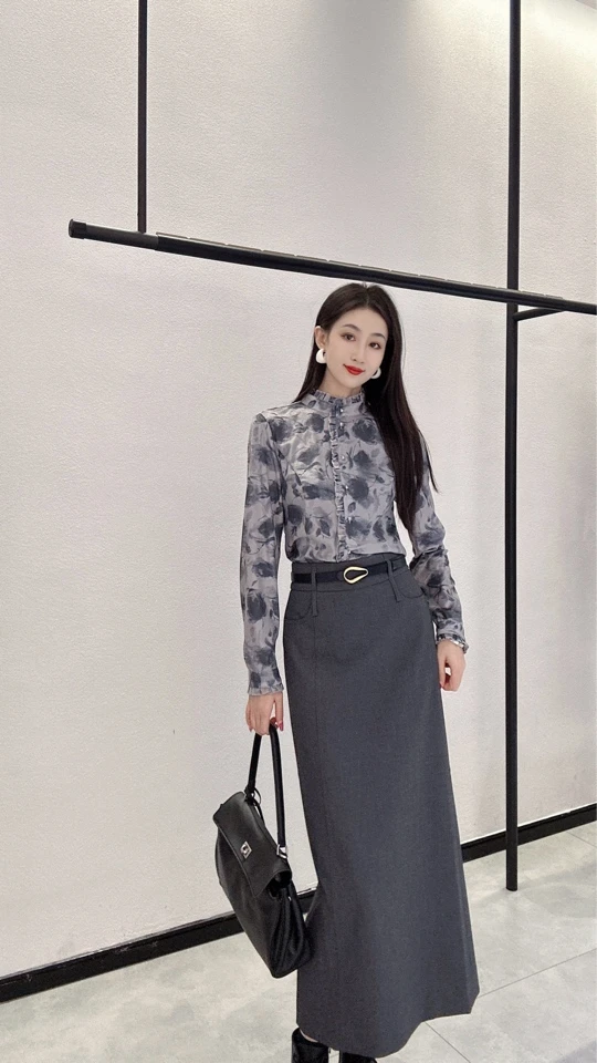 允硕 纸片裙 百搭半裙自带腰带 超级显瘦百搭款219185