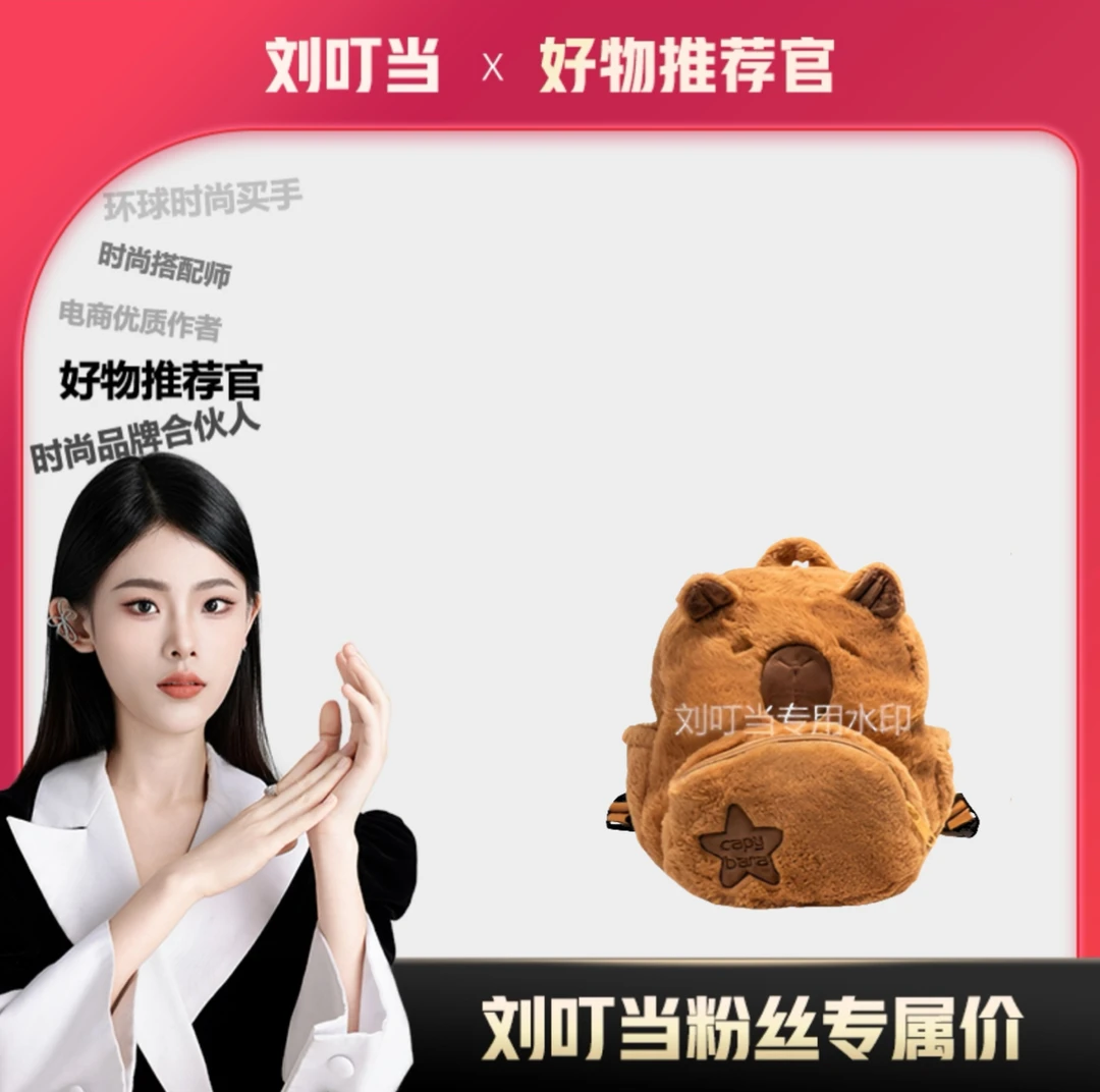 【刘叮当甄选】新款卡皮巴拉户外毛绒水豚双肩包可爱百搭毛毛卡通包