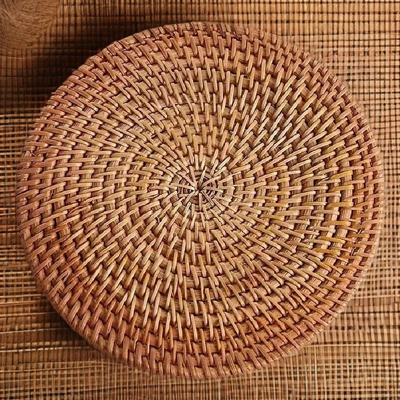 植物防烫家用手工真藤馒头餐垫隔热垫20cm垫子拍一发三