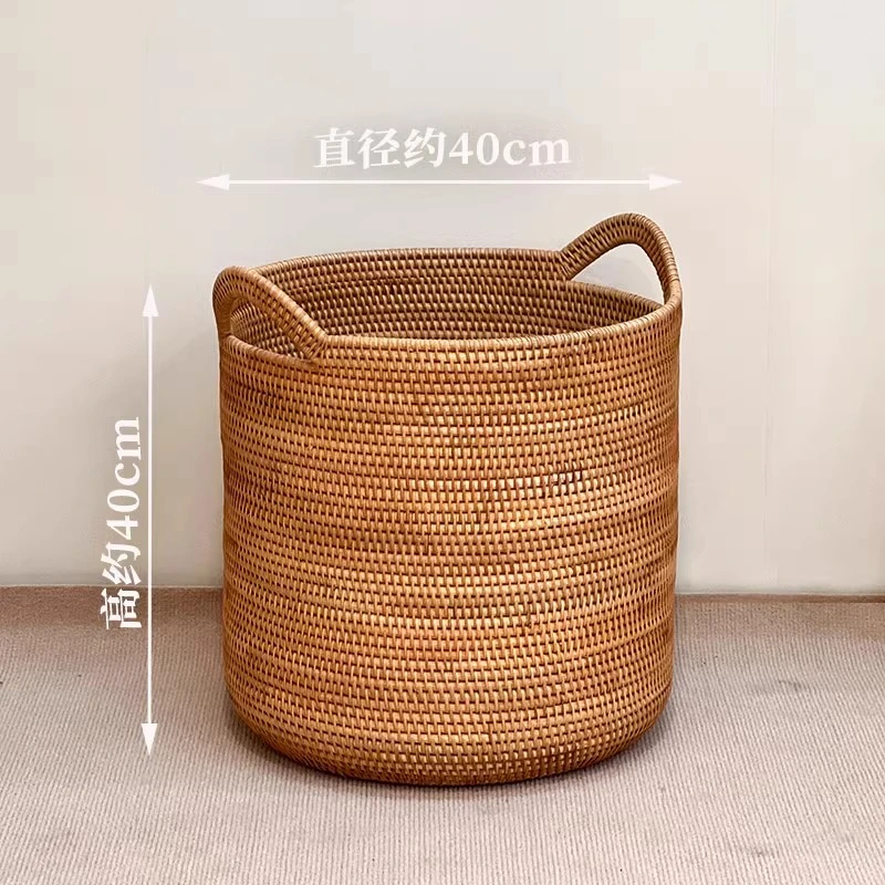050手工圆形藤编收纳筐胖墩中号尺寸：40*40cm