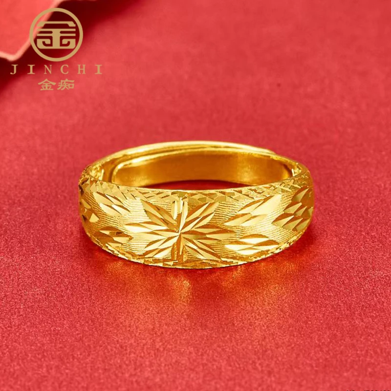 黄金车花花卉蛇肚戒指999足金活口蛇肚戒指女可调节送婆婆送妈妈